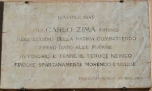 Lapide dedicata a Carlo Zima