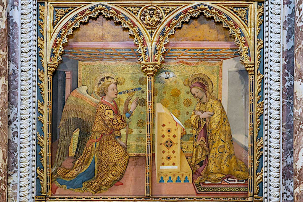Fotografia del Polittico dell'Annunciazione di Jacopo Bellini nella chiesa di Sant'Alessandro a Brescia