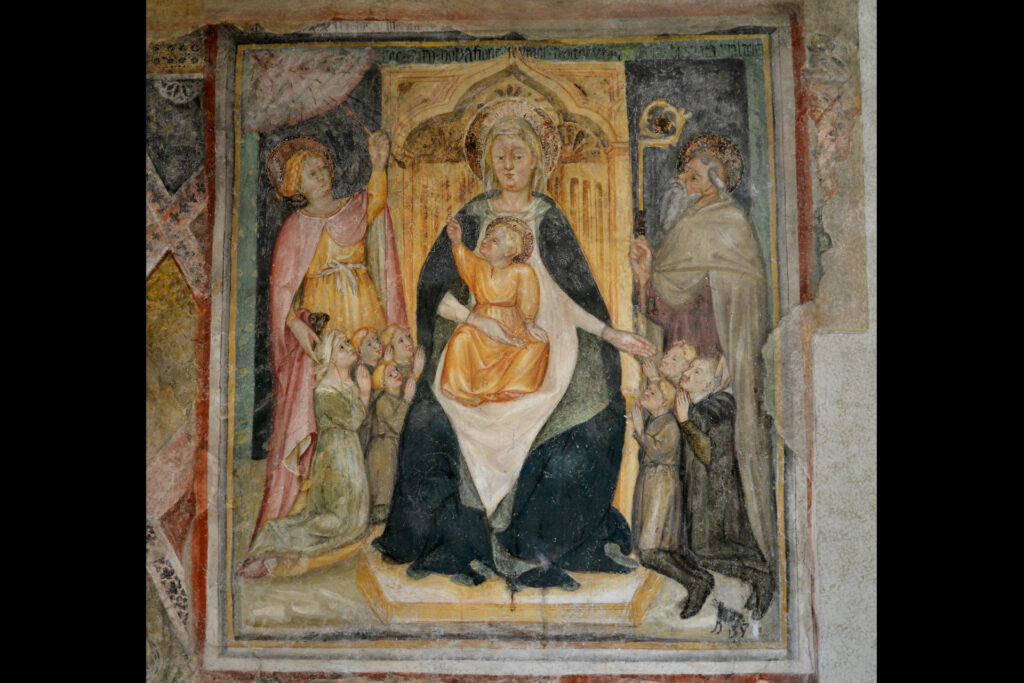 Fotografia dell'affresco con Madonna col Bambino di pittore bembesco in palazzo Avogadro