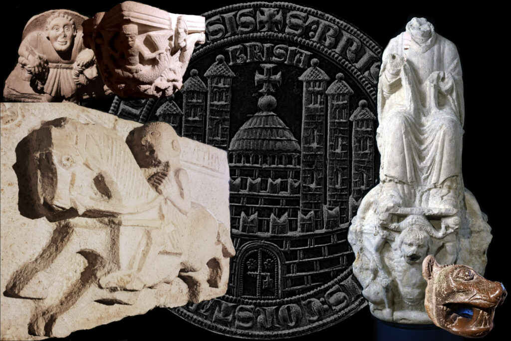 Collage fotografico con reperti della sezione bassomedievale del Museo di Santa Giulia