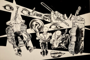 Disegno per Notte matta, canzone di Loretta Goggi per la sigla di una trasmissione Rai