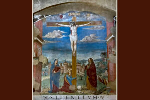 Visita guidata all'Abbazia di Rodengo Saiano e Lago d'Iseo per le scuole Affresco su una parete del refettorio dei monaci con l'invito al silenzio